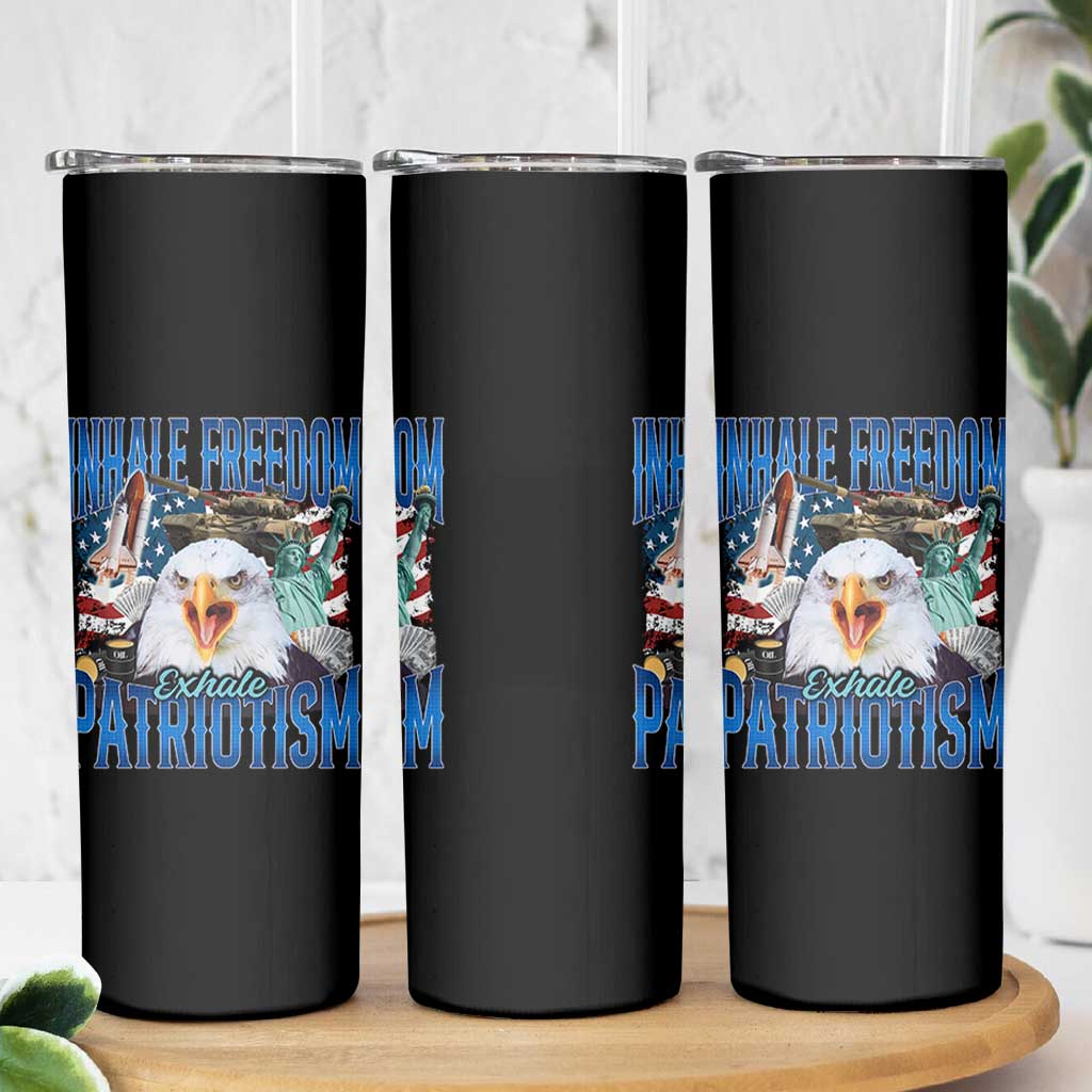 Funny Inhale Freedom Exhale Patriotism Skinny Tumbler American Pride Eagle 4th Of July - Wonder Print Shop