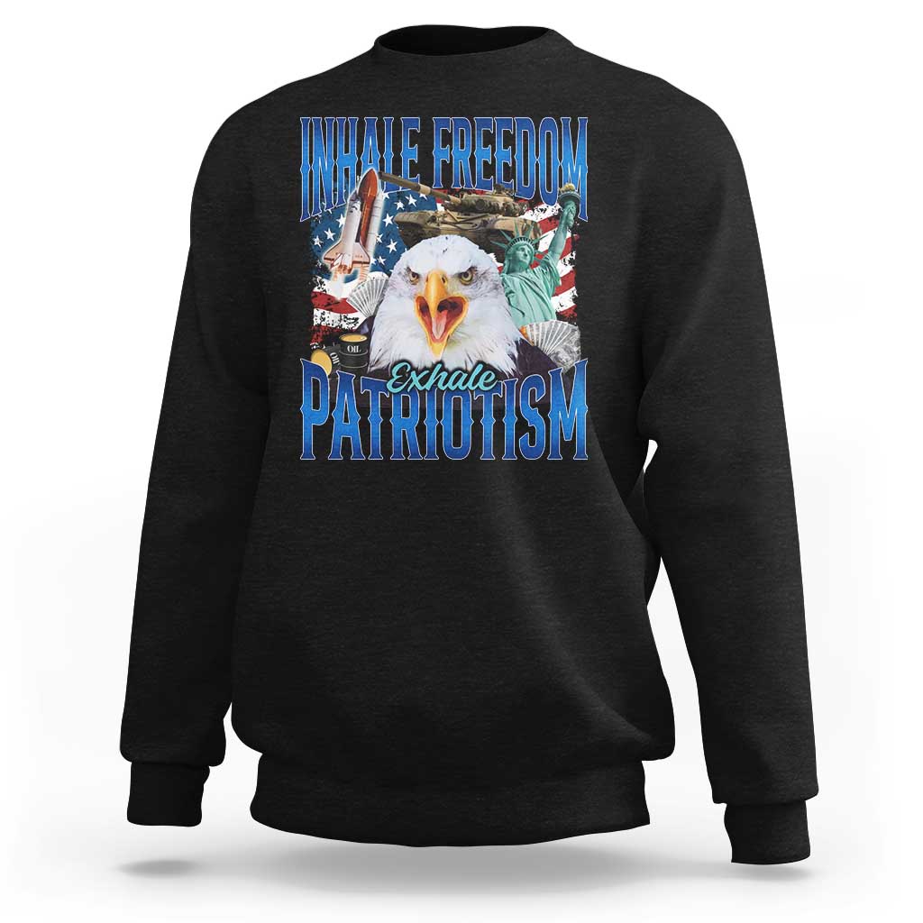 Funny Inhale Freedom Exhale Patriotism Sweatshirt American Pride Eagle 4th Of July - Wonder Print Shop