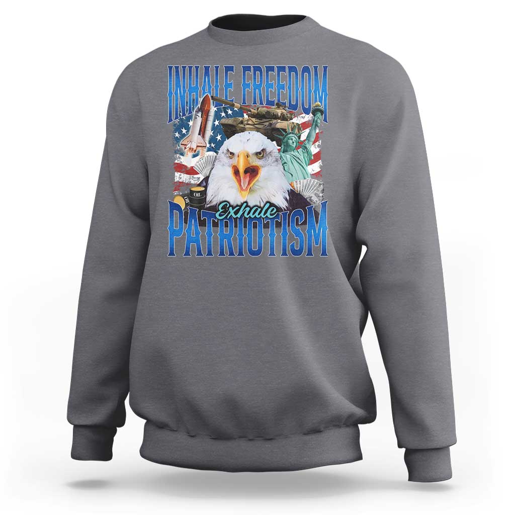 Funny Inhale Freedom Exhale Patriotism Sweatshirt American Pride Eagle 4th Of July - Wonder Print Shop