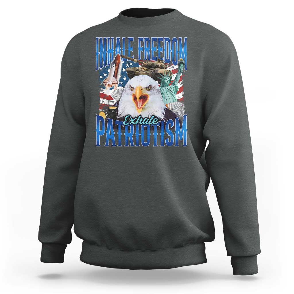 Funny Inhale Freedom Exhale Patriotism Sweatshirt American Pride Eagle 4th Of July - Wonder Print Shop