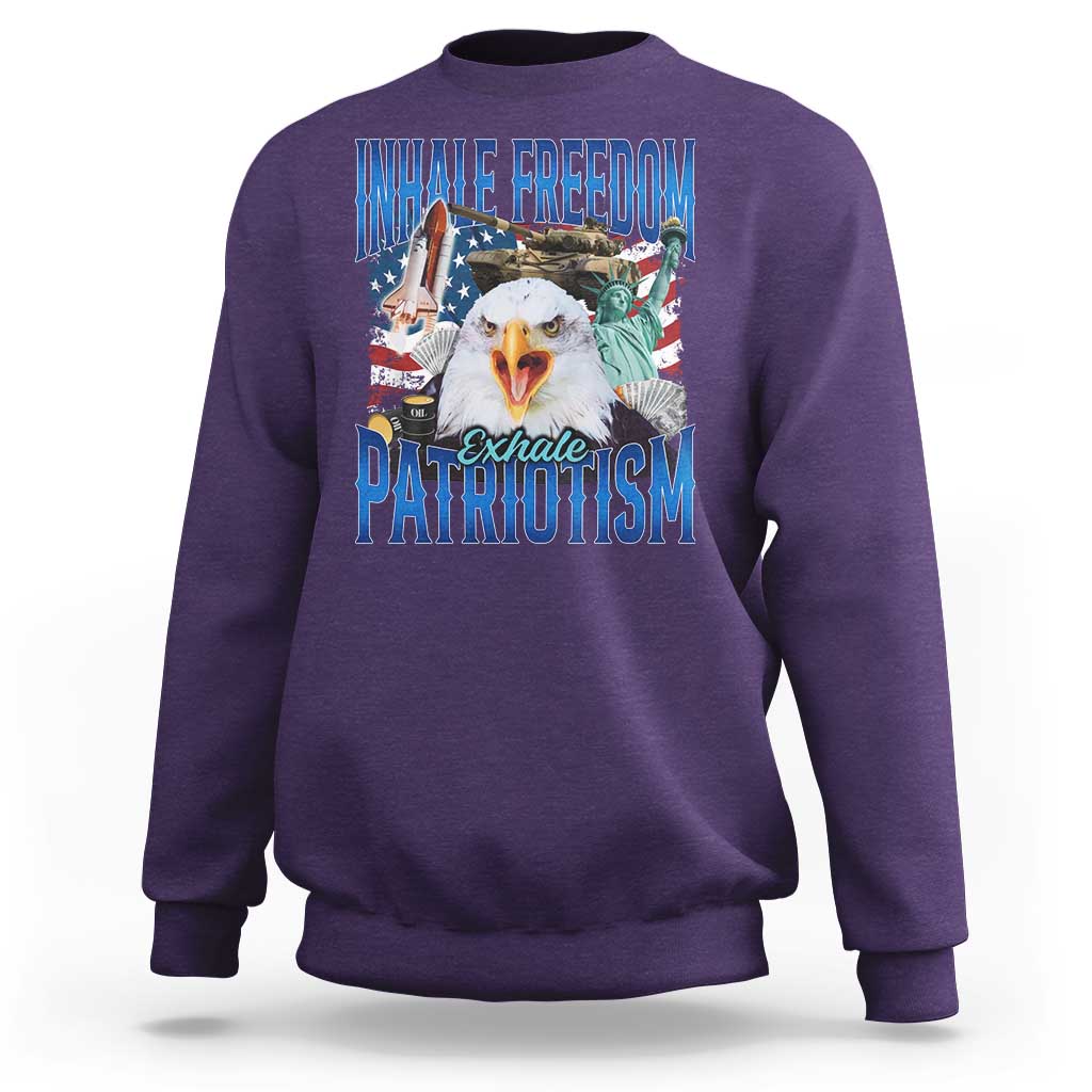 Funny Inhale Freedom Exhale Patriotism Sweatshirt American Pride Eagle 4th Of July - Wonder Print Shop