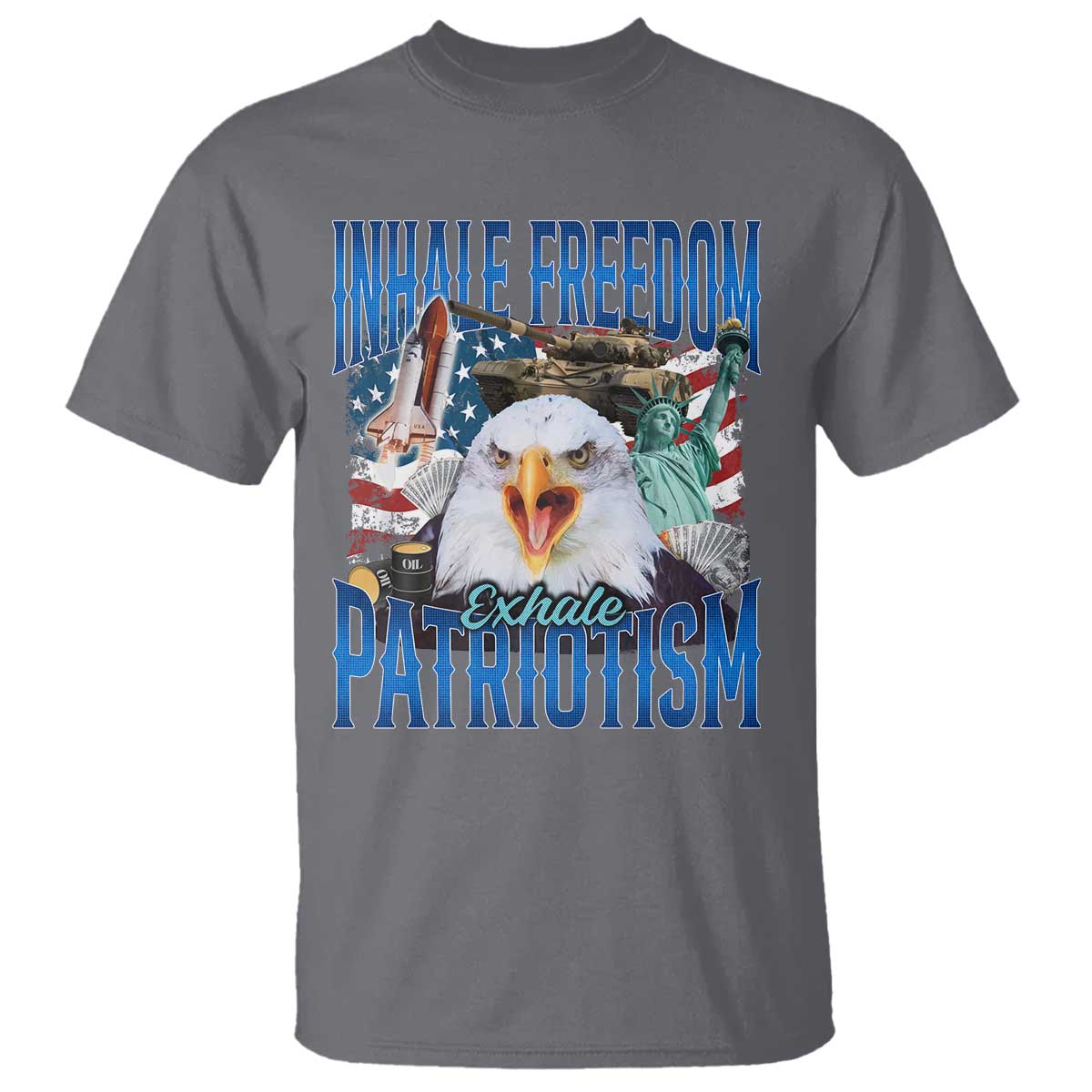 Funny Inhale Freedom Exhale Patriotism T Shirt American Pride Eagle 4th Of July - Wonder Print Shop