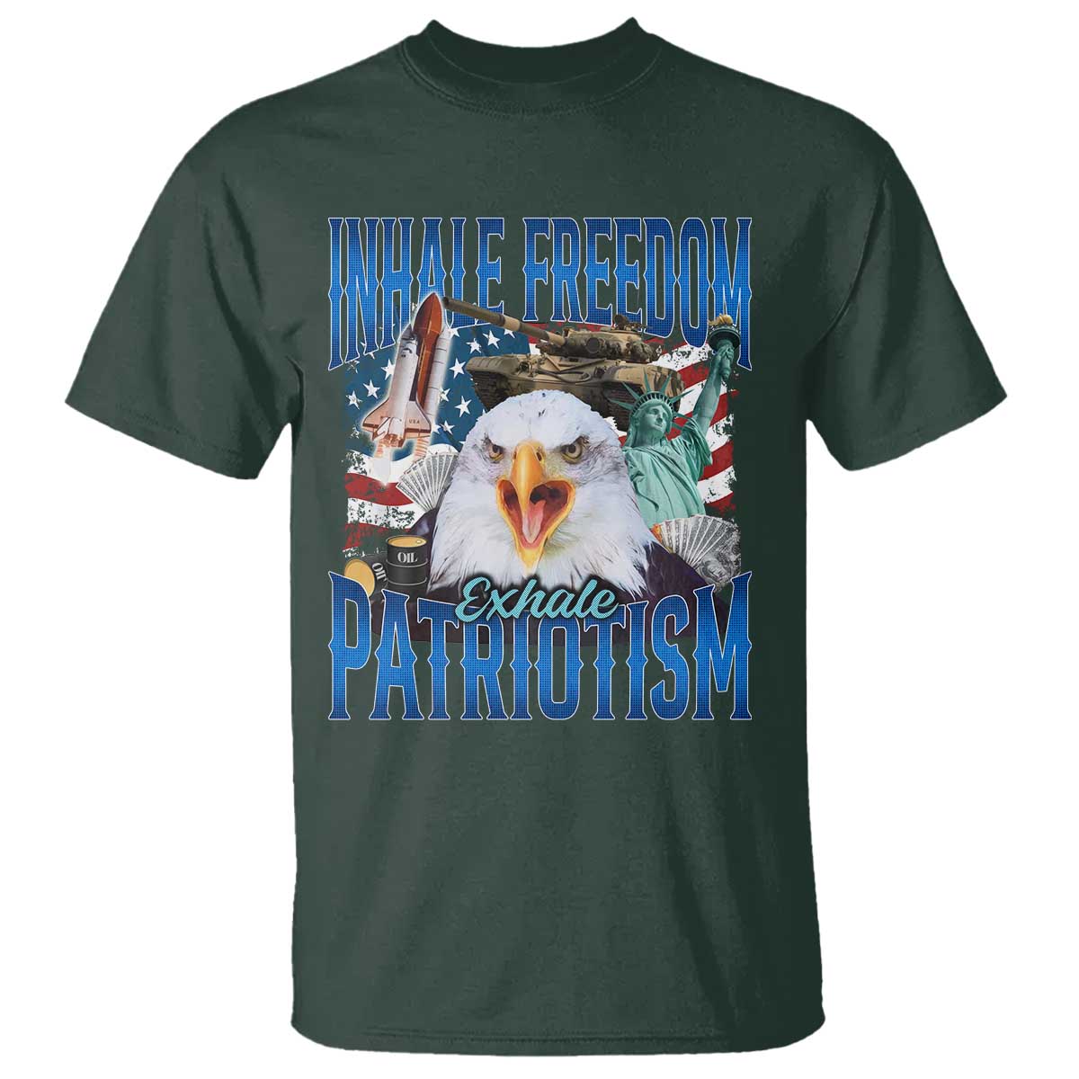 Funny Inhale Freedom Exhale Patriotism T Shirt American Pride Eagle 4th Of July - Wonder Print Shop