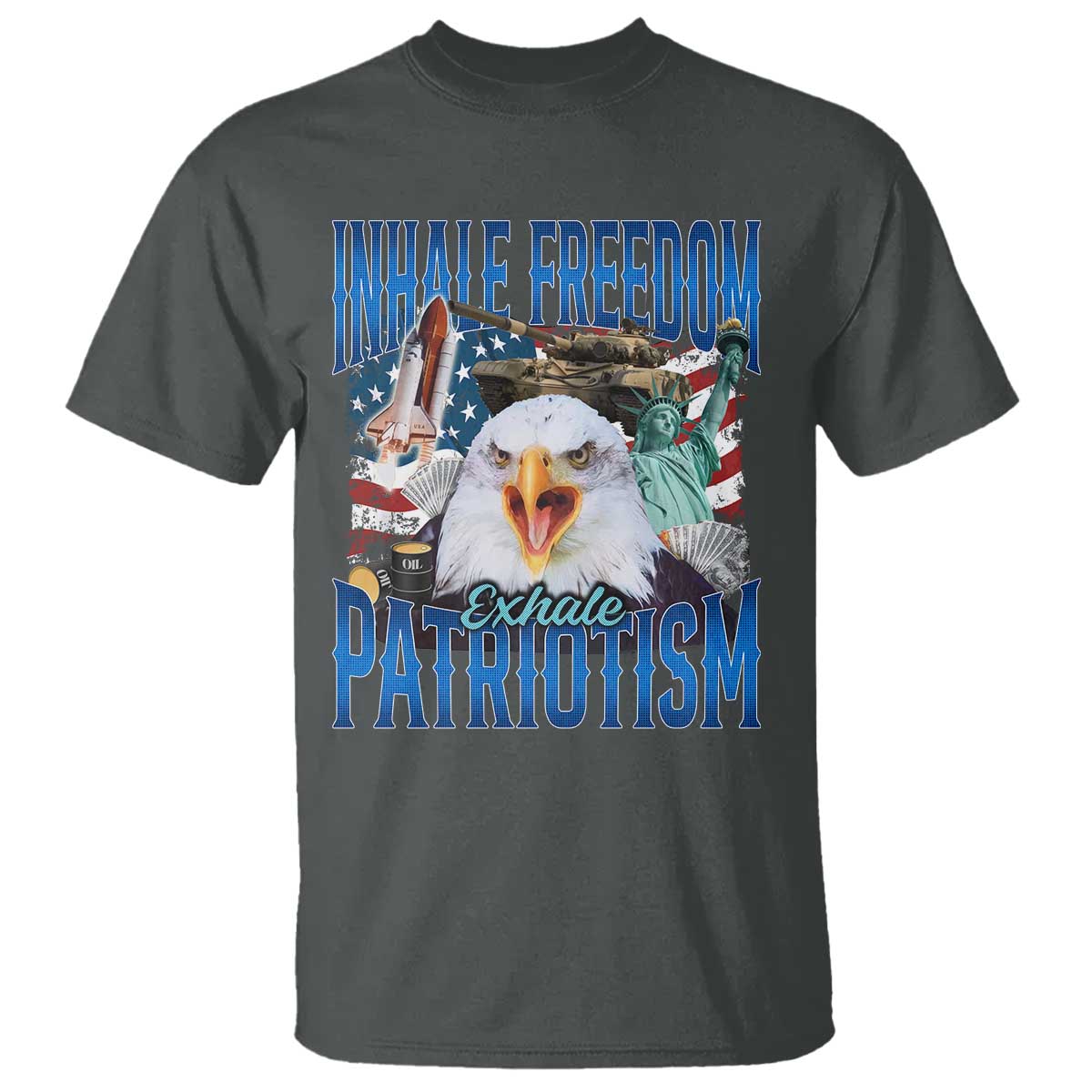 Funny Inhale Freedom Exhale Patriotism T Shirt American Pride Eagle 4th Of July - Wonder Print Shop