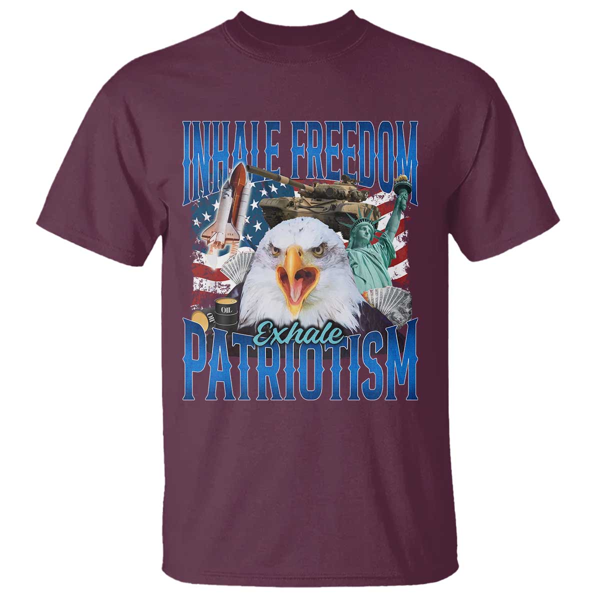 Funny Inhale Freedom Exhale Patriotism T Shirt American Pride Eagle 4th Of July - Wonder Print Shop