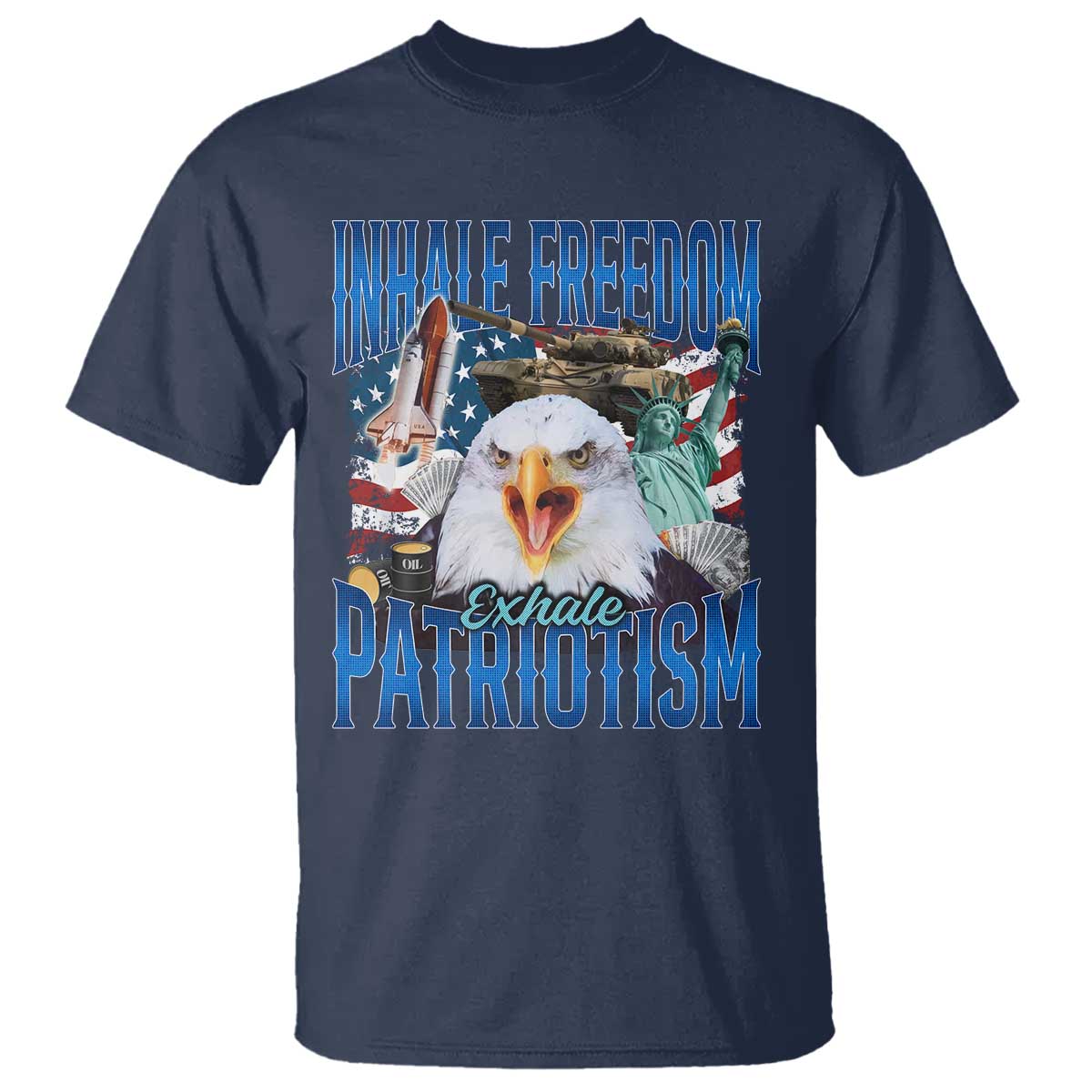 Funny Inhale Freedom Exhale Patriotism T Shirt American Pride Eagle 4th Of July - Wonder Print Shop