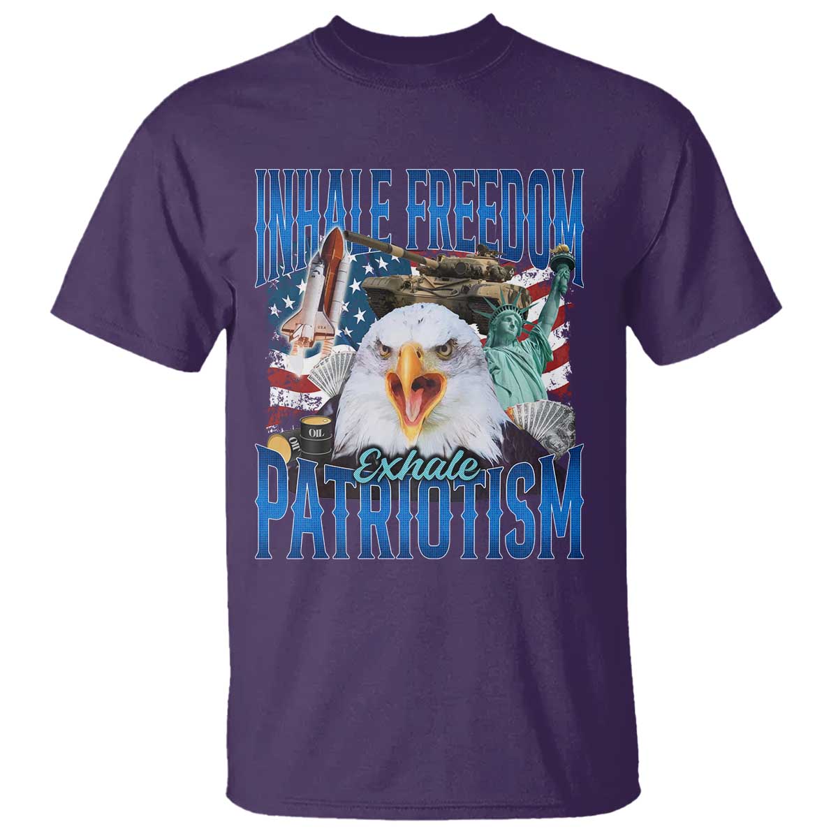 Funny Inhale Freedom Exhale Patriotism T Shirt American Pride Eagle 4th Of July - Wonder Print Shop