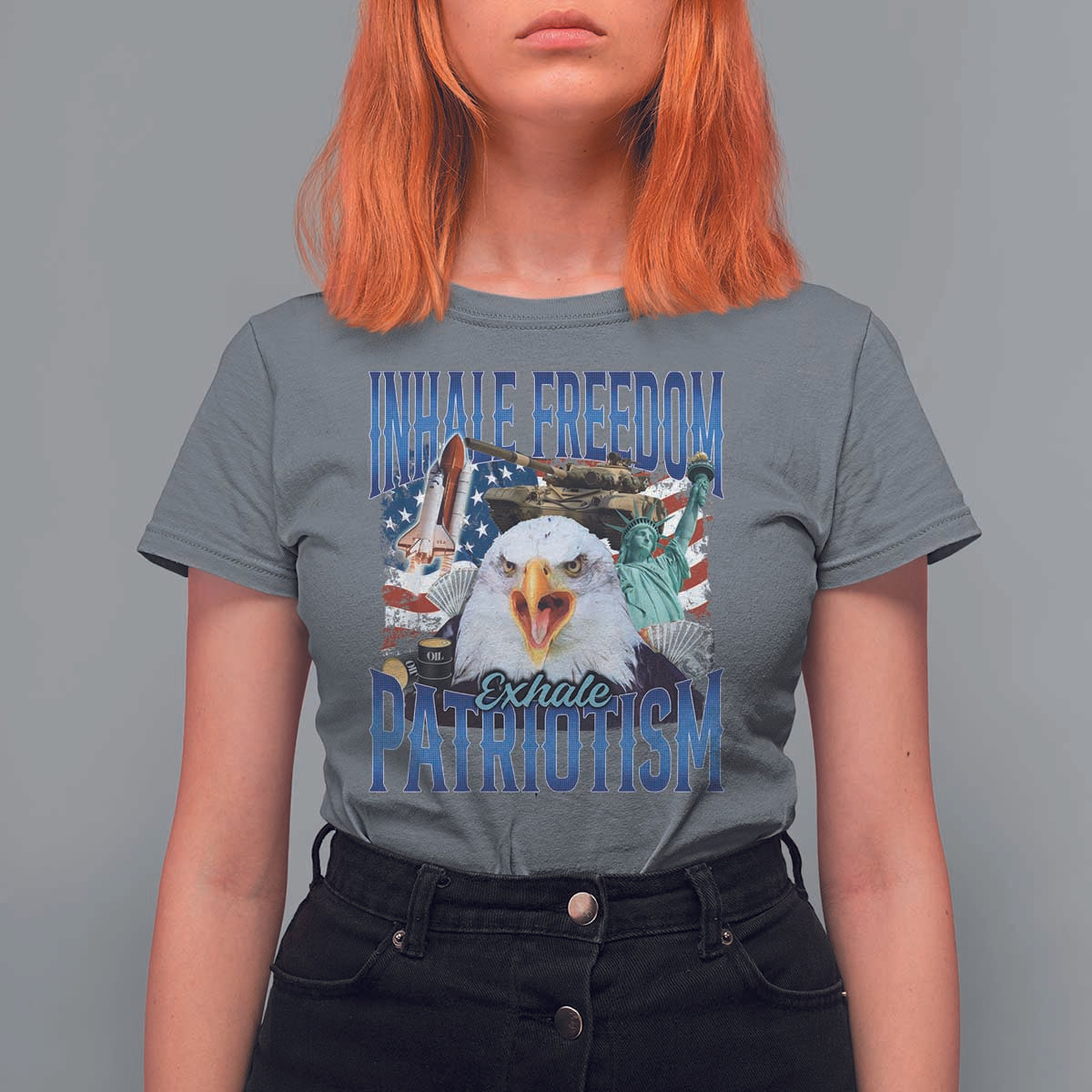Funny Inhale Freedom Exhale Patriotism T Shirt For Women American Pride Eagle 4th Of July - Wonder Print Shop
