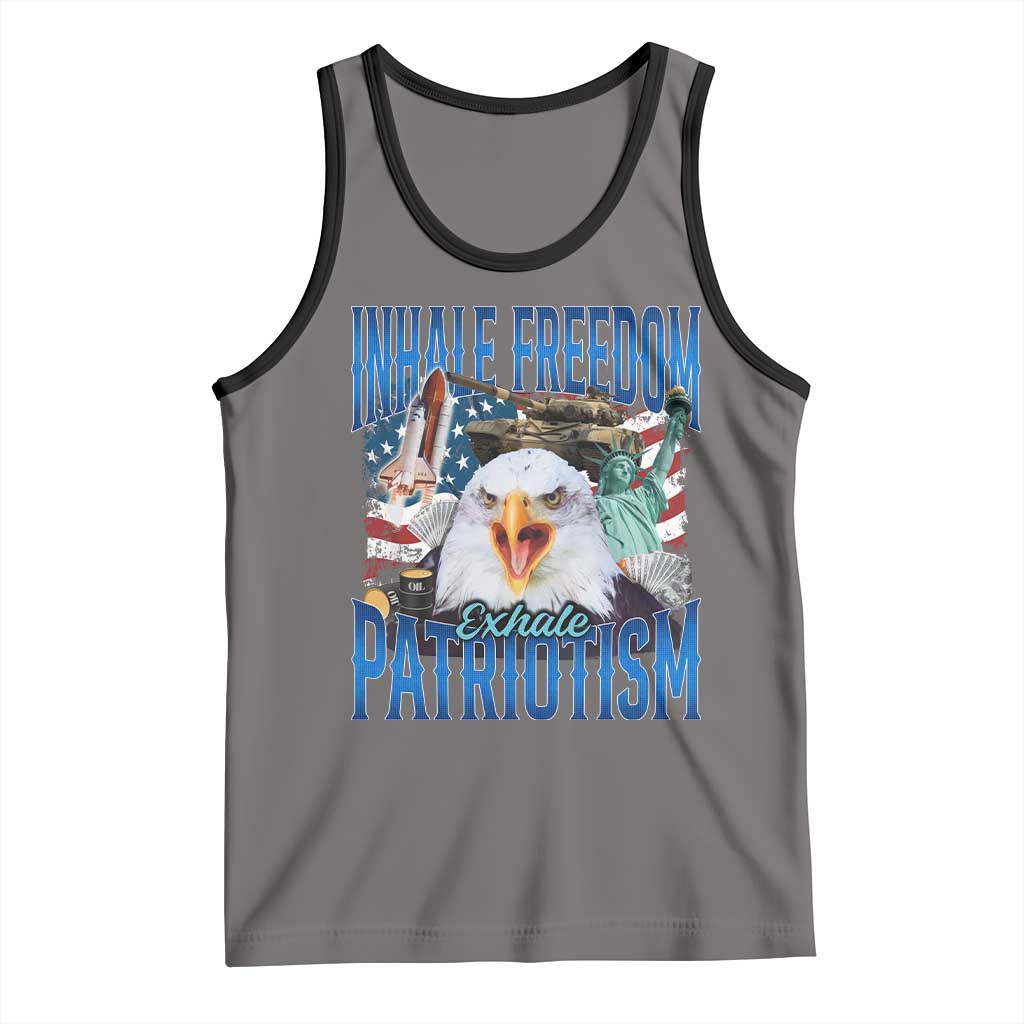 Funny Inhale Freedom Exhale Patriotism Tank Top American Pride Eagle 4th Of July - Wonder Print Shop