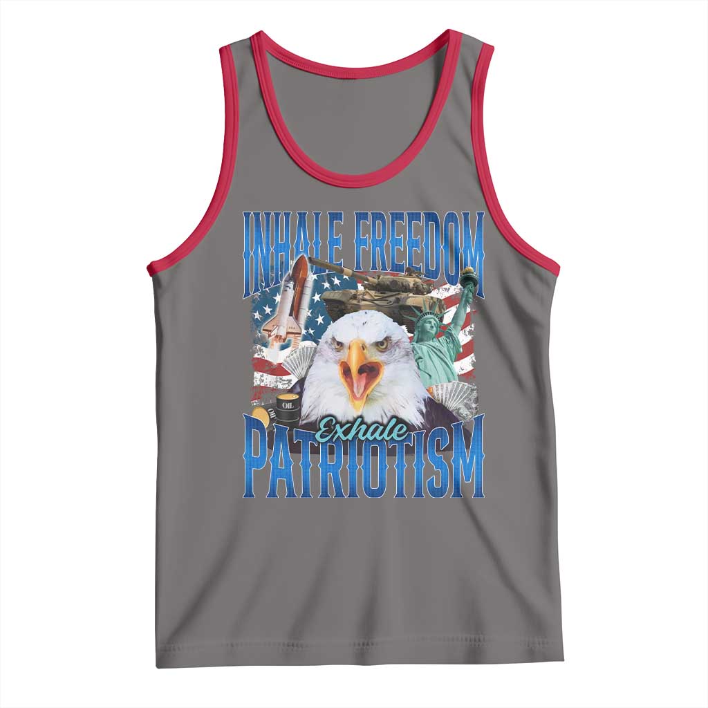 Funny Inhale Freedom Exhale Patriotism Tank Top American Pride Eagle 4th Of July - Wonder Print Shop