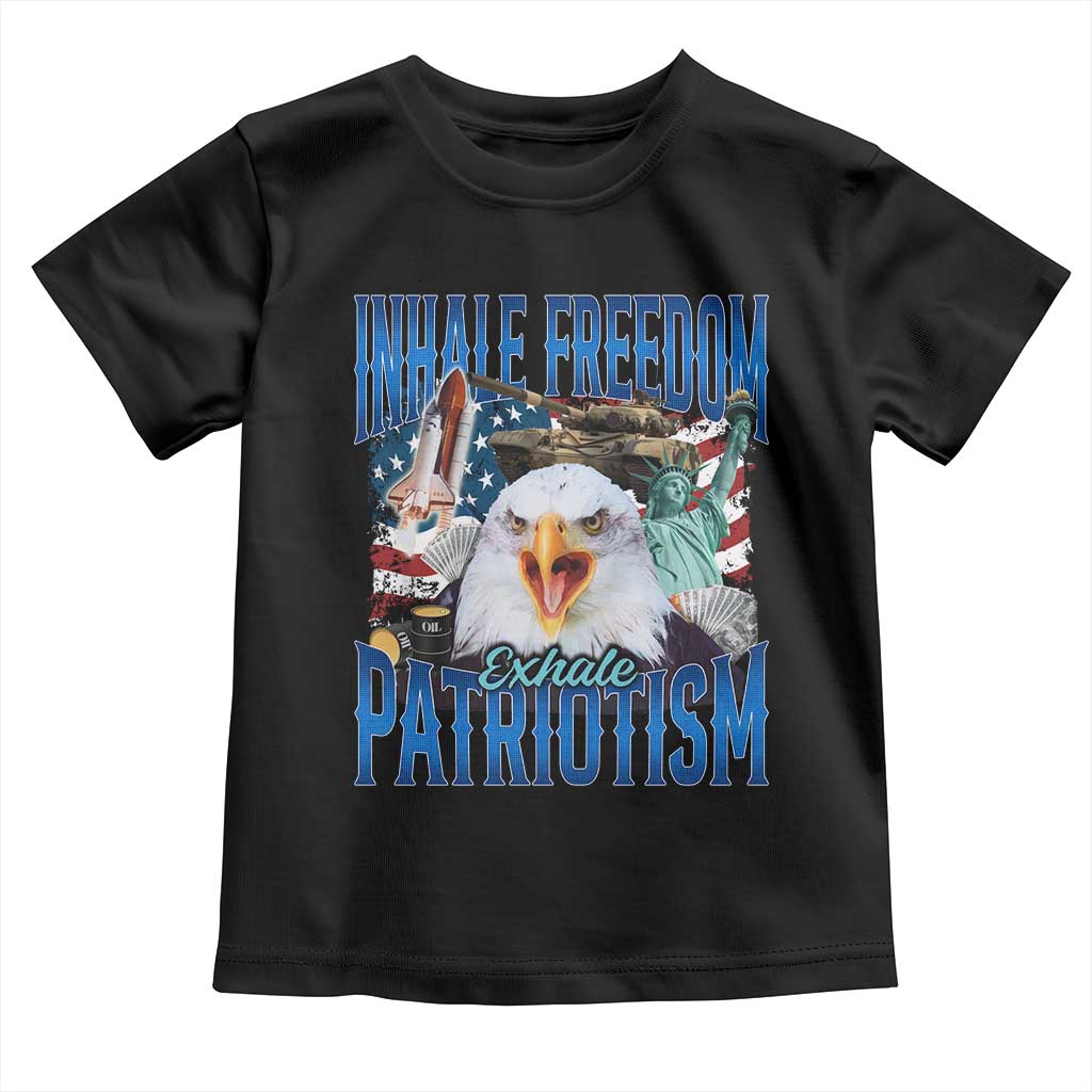 Funny Inhale Freedom Exhale Patriotism Toddler T Shirt American Pride Eagle 4th Of July - Wonder Print Shop