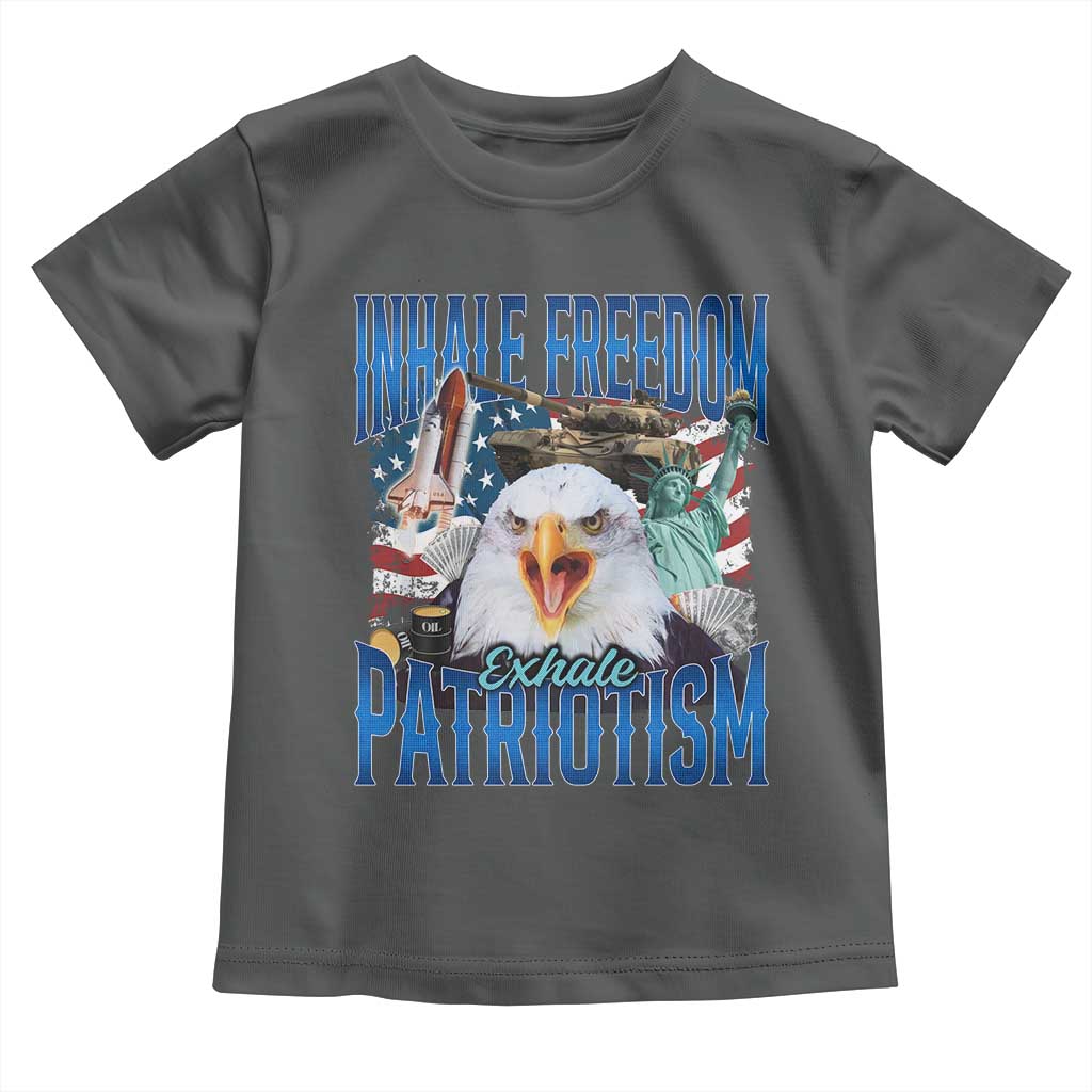 Funny Inhale Freedom Exhale Patriotism Toddler T Shirt American Pride Eagle 4th Of July - Wonder Print Shop