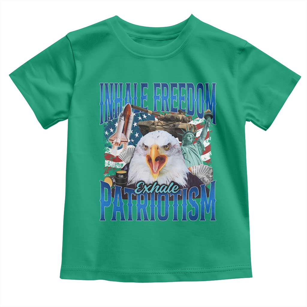 Funny Inhale Freedom Exhale Patriotism Toddler T Shirt American Pride Eagle 4th Of July - Wonder Print Shop