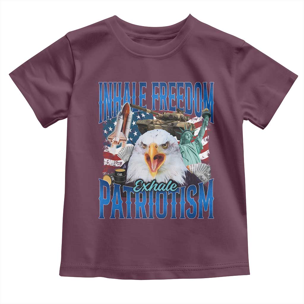 Funny Inhale Freedom Exhale Patriotism Toddler T Shirt American Pride Eagle 4th Of July - Wonder Print Shop
