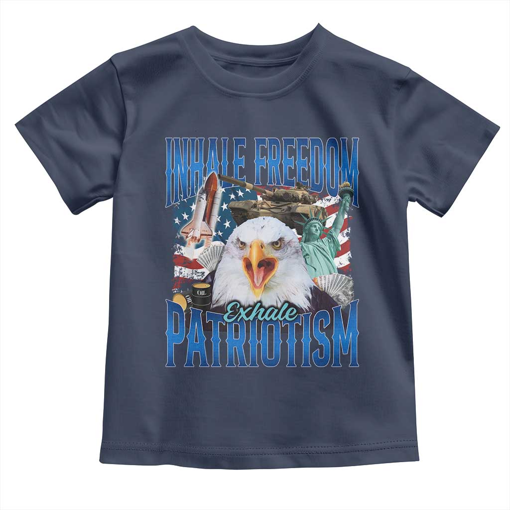 Funny Inhale Freedom Exhale Patriotism Toddler T Shirt American Pride Eagle 4th Of July - Wonder Print Shop