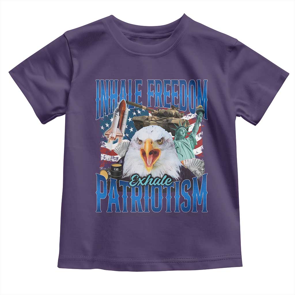 Funny Inhale Freedom Exhale Patriotism Toddler T Shirt American Pride Eagle 4th Of July - Wonder Print Shop