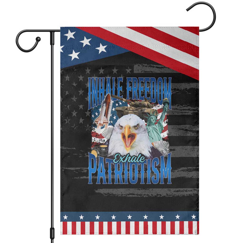 Funny Inhale Freedom Exhale Patriotism Garden Flag American Pride Eagle 4th Of July