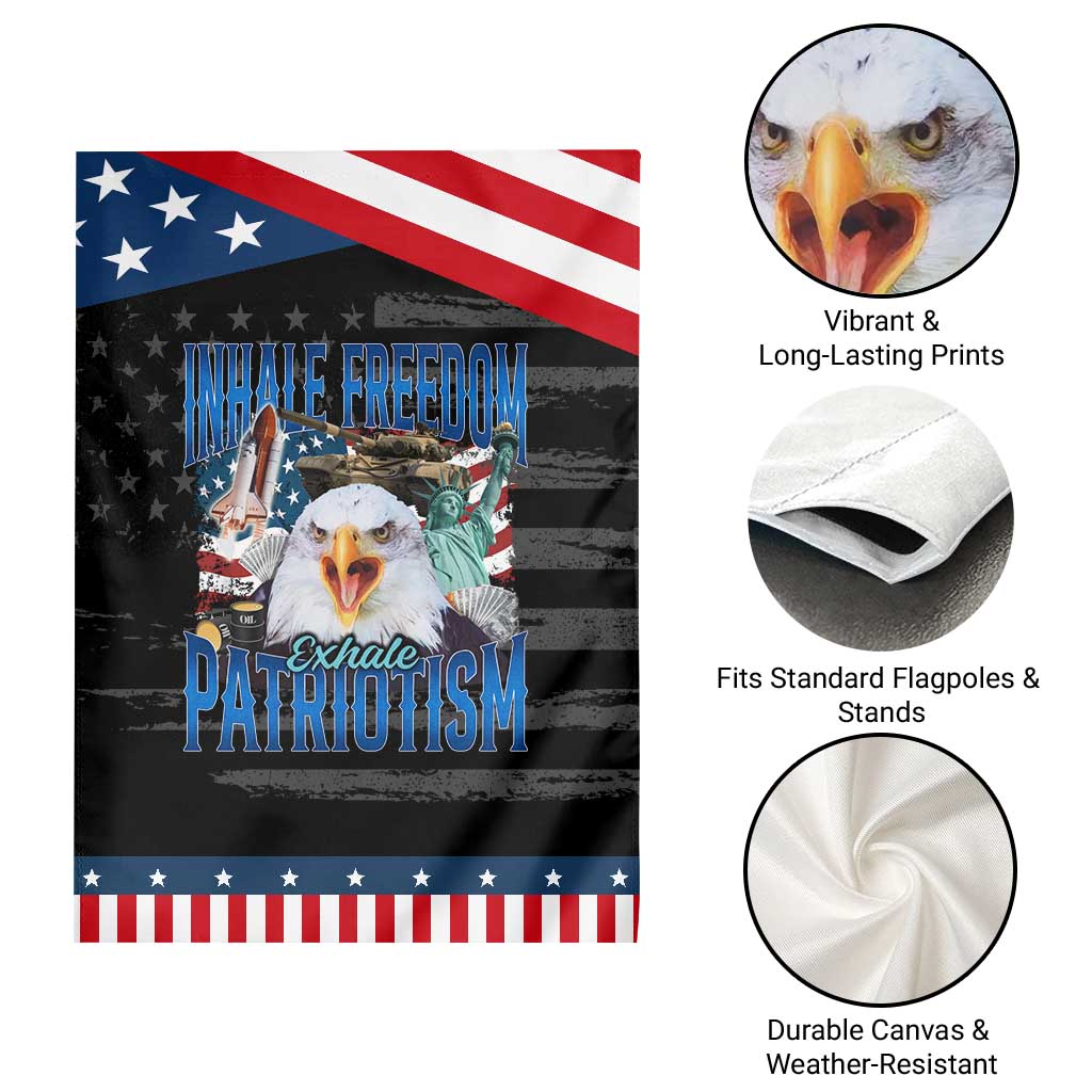 Funny Inhale Freedom Exhale Patriotism Garden Flag American Pride Eagle 4th Of July