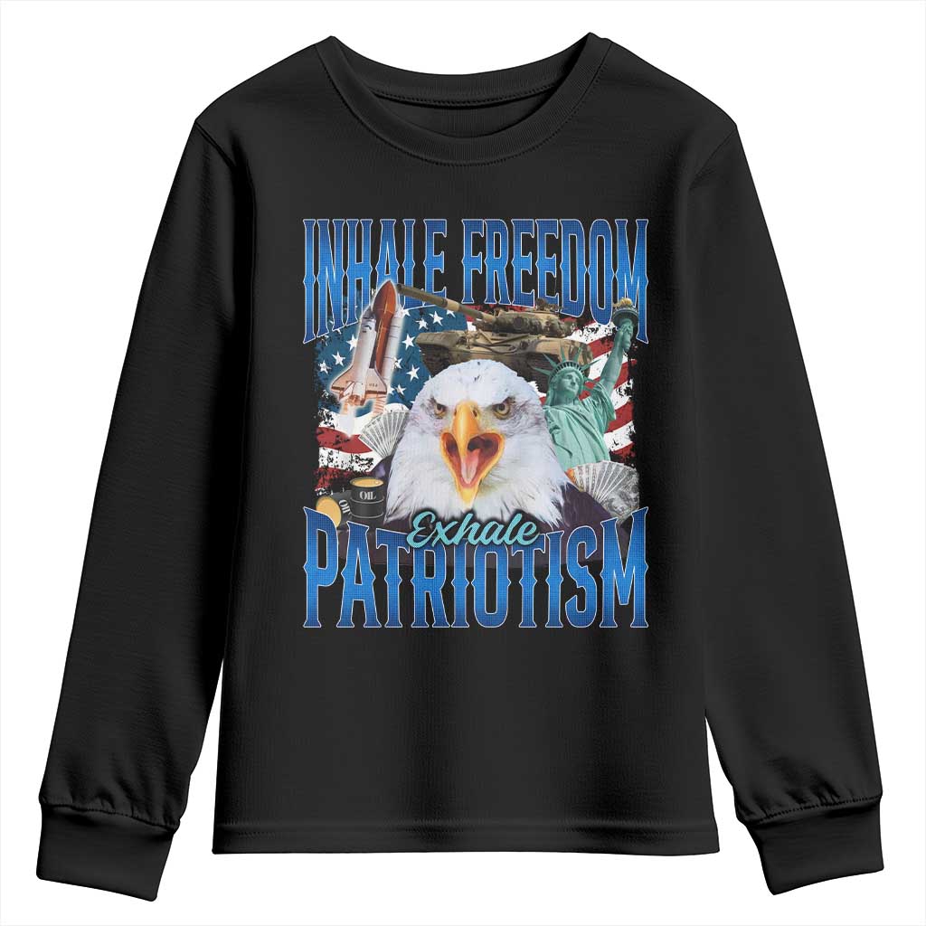 Funny Inhale Freedom Exhale Patriotism Youth Sweatshirt American Pride Eagle 4th Of July - Wonder Print Shop