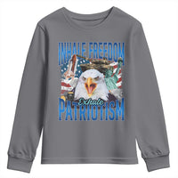 Funny Inhale Freedom Exhale Patriotism Youth Sweatshirt American Pride Eagle 4th Of July - Wonder Print Shop