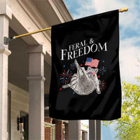 Funny Feral And Free Garden Flag 4th of July Patriotic Raccoon With American Flag - Wonder Print Shop