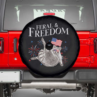 Funny Feral And Free Spare Tire Cover 4th of July Patriotic Raccoon With American Flag - Wonder Print Shop