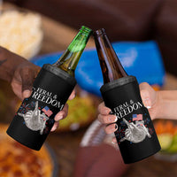 Funny Feral And Free 4 in 1 Can Cooler Tumbler 4th of July Patriotic Raccoon With American Flag - Wonder Print Shop