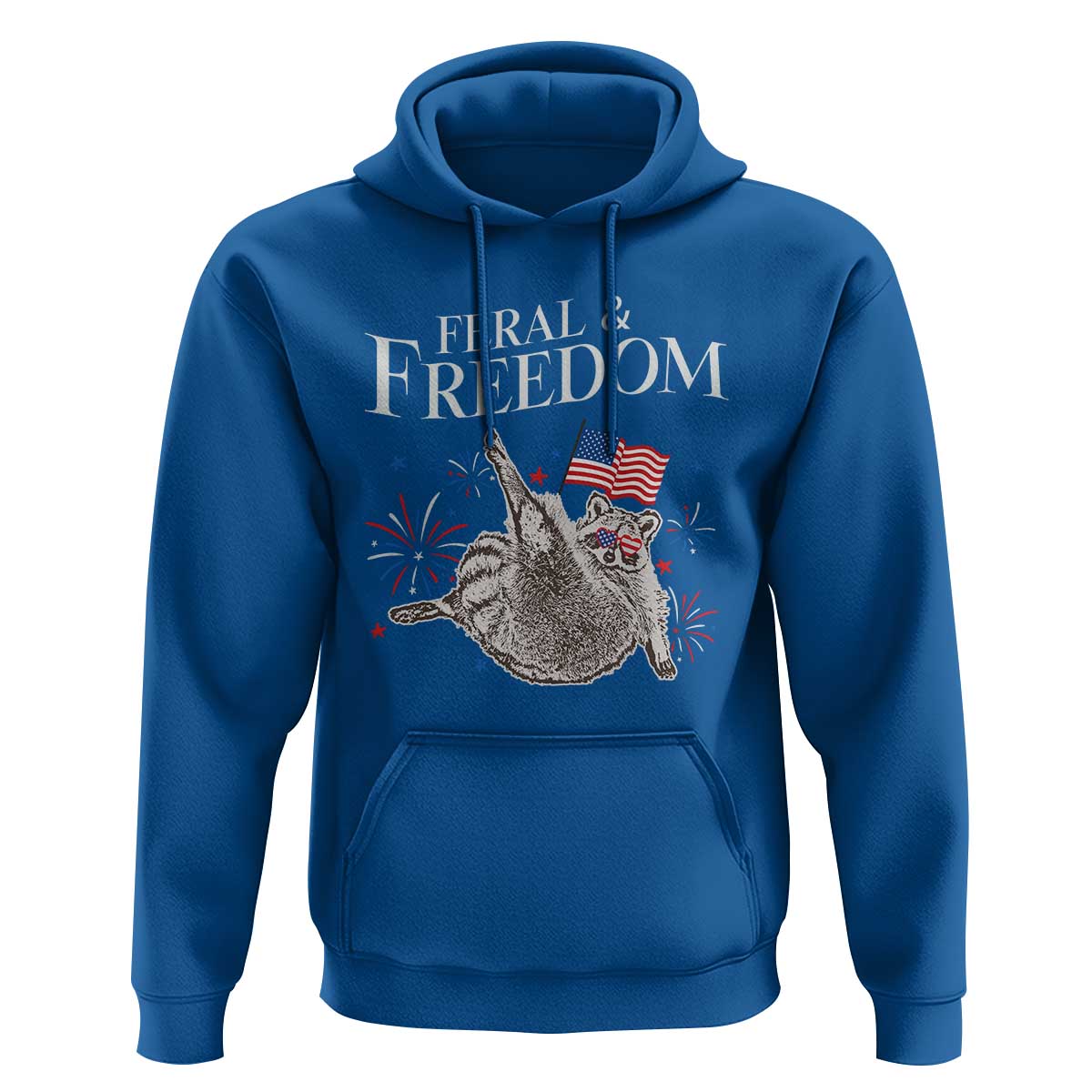 Funny Feral And Free Hoodie 4th of July Patriotic Raccoon With American Flag - Wonder Print Shop