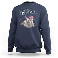 Funny Feral And Free Sweatshirt 4th of July Patriotic Raccoon With American Flag - Wonder Print Shop