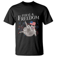 Funny Feral And Free T Shirt 4th of July Patriotic Raccoon With American Flag - Wonder Print Shop