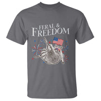 Funny Feral And Free T Shirt 4th of July Patriotic Raccoon With American Flag - Wonder Print Shop