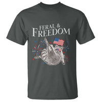 Funny Feral And Free T Shirt 4th of July Patriotic Raccoon With American Flag - Wonder Print Shop