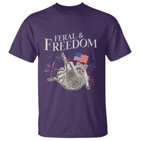 Funny Feral And Free T Shirt 4th of July Patriotic Raccoon With American Flag - Wonder Print Shop