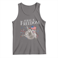 Funny Feral And Free Tank Top 4th of July Patriotic Raccoon With American Flag - Wonder Print Shop