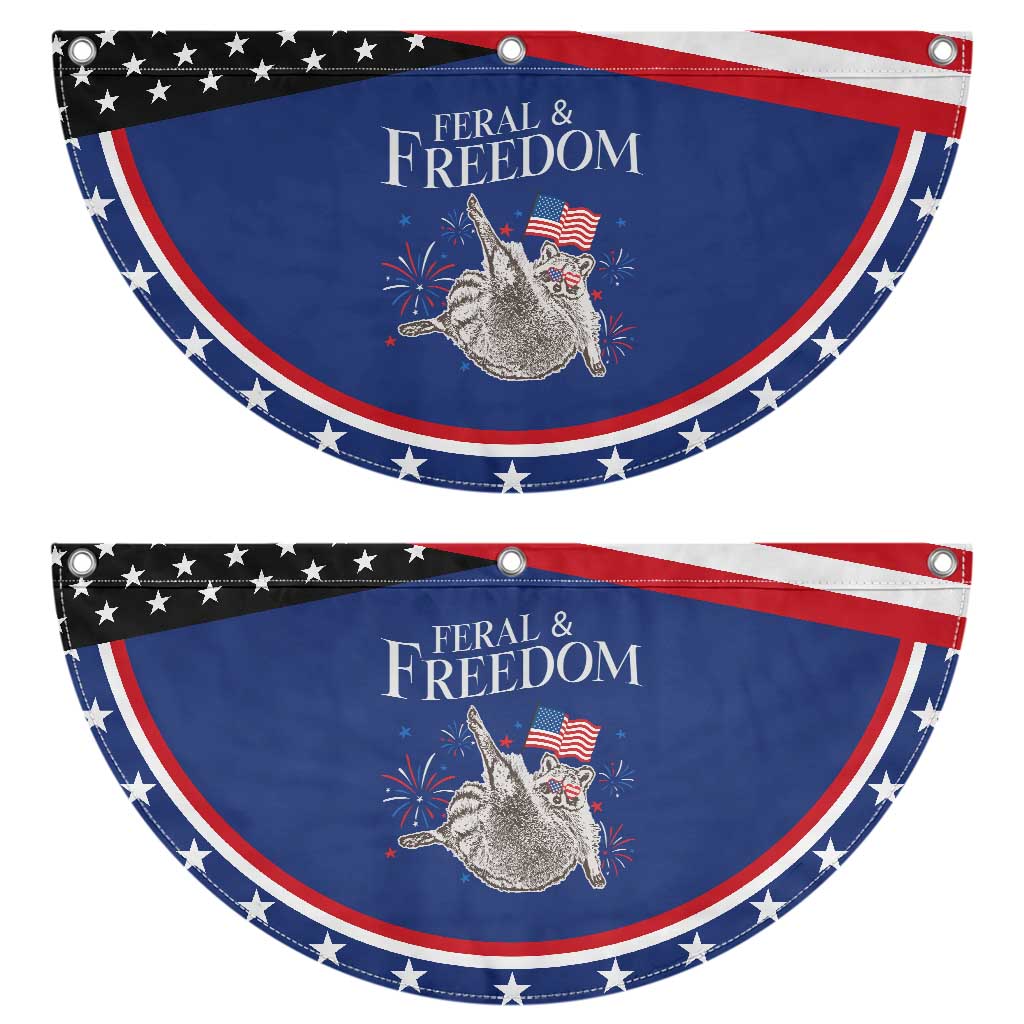 Funny Feral And Free Patriotic Fan Flag 4th of July Raccoon With American Flag