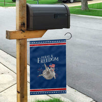 Funny Feral And Free Garden Flag 4th of July Patriotic Raccoon With American Flag