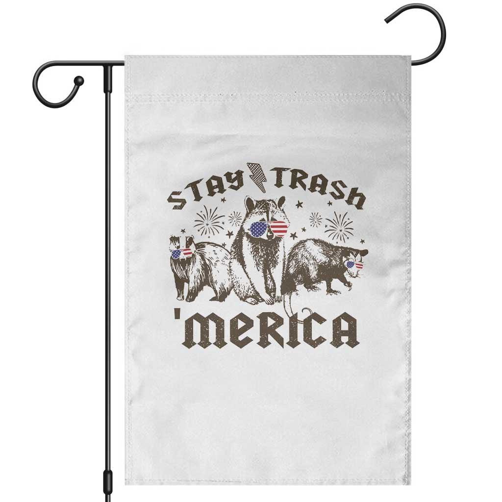 Funny Stay Trash Merica Garden Flag 4th Of July Racoon Opossum Badger - Wonder Print Shop