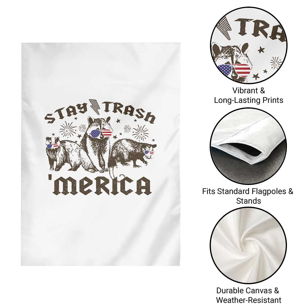 Funny Stay Trash Merica Garden Flag 4th Of July Racoon Opossum Badger - Wonder Print Shop