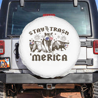 Funny Stay Trash Merica Spare Tire Cover 4th Of July Racoon Opossum Badger - Wonder Print Shop