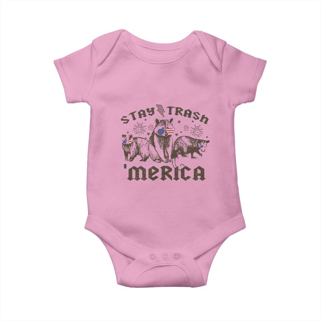 Funny Stay Trash Merica Baby Onesie 4th Of July Racoon Opossum Badger - Wonder Print Shop