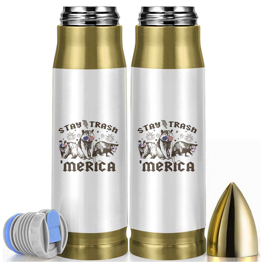 Funny Stay Trash Merica Bullet Tumbler 4th Of July Racoon Opossum Badger - Wonder Print Shop