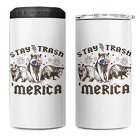 Funny Stay Trash Merica 4 in 1 Can Cooler Tumbler 4th Of July Racoon Opossum Badger - Wonder Print Shop