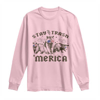 Funny Stay Trash Merica Long Sleeve Shirt 4th Of July Racoon Opossum Badger - Wonder Print Shop
