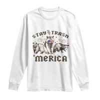 Funny Stay Trash Merica Long Sleeve Shirt 4th Of July Racoon Opossum Badger - Wonder Print Shop