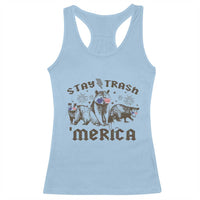 Funny Stay Trash Merica Racerback Tank Top 4th Of July Racoon Opossum Badger - Wonder Print Shop