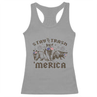 Funny Stay Trash Merica Racerback Tank Top 4th Of July Racoon Opossum Badger - Wonder Print Shop