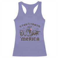 Funny Stay Trash Merica Racerback Tank Top 4th Of July Racoon Opossum Badger - Wonder Print Shop