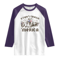 Funny Stay Trash Merica Raglan Shirt 4th Of July Racoon Opossum Badger - Wonder Print Shop