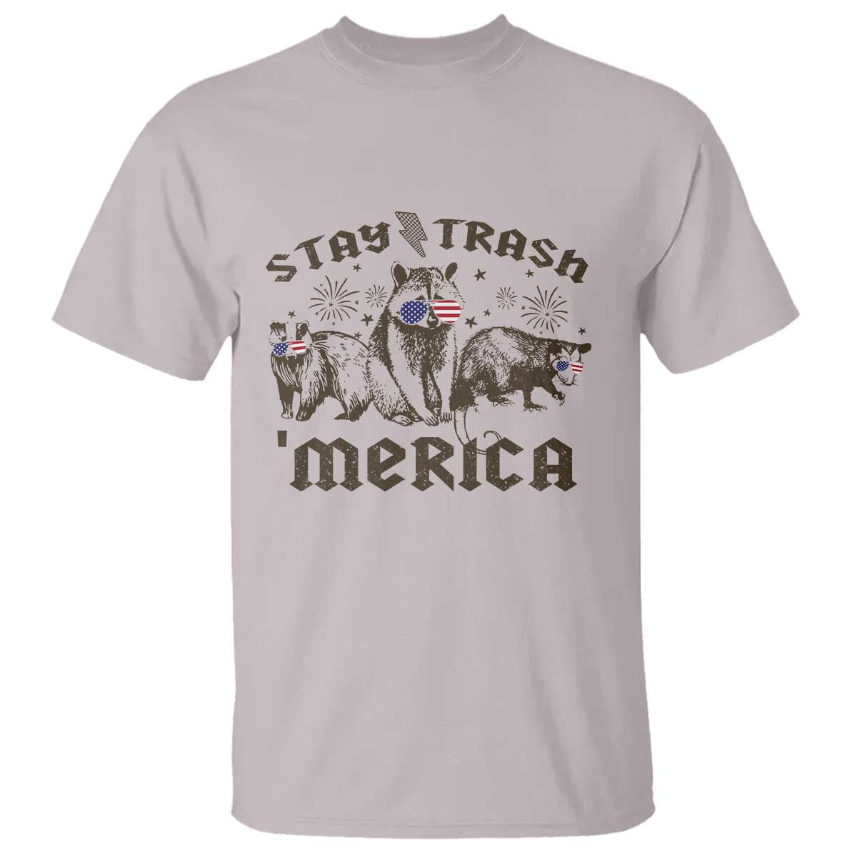 Funny Stay Trash Merica T Shirt 4th Of July Racoon Opossum Badger - Wonder Print Shop