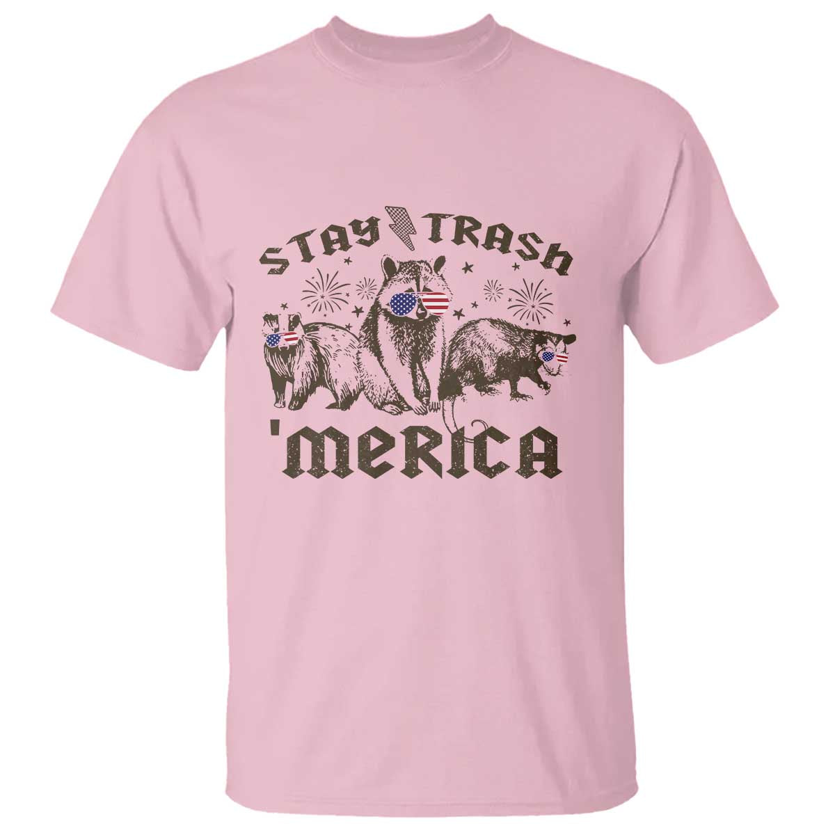 Funny Stay Trash Merica T Shirt 4th Of July Racoon Opossum Badger - Wonder Print Shop